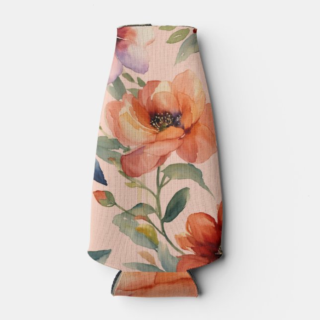 Citrus Chill: Multicolor Orange Blume Grün Cool Flaschenkühler (Vorderseite)