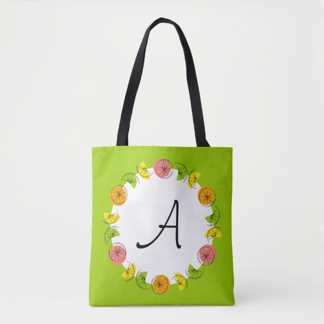 Citrus Circle Green Monogram überall in der Tasche (Vorderseite)