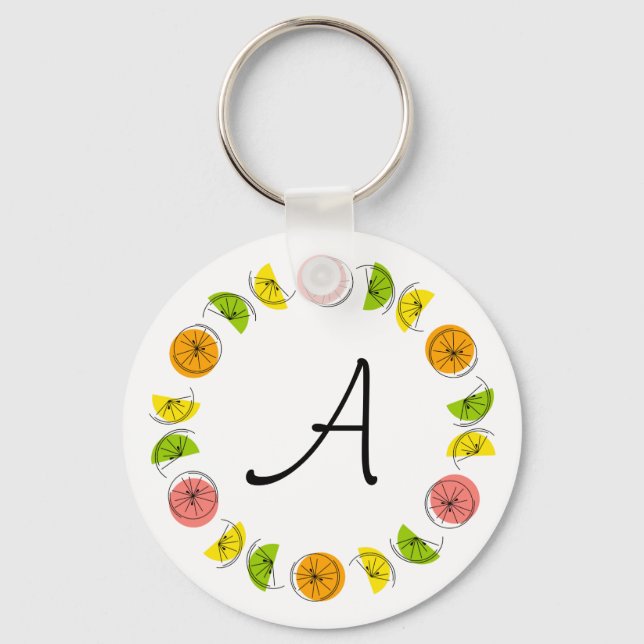 Citrus Circle Monogram Aluminium beidseitig Schlüsselanhänger (Vorderseite)