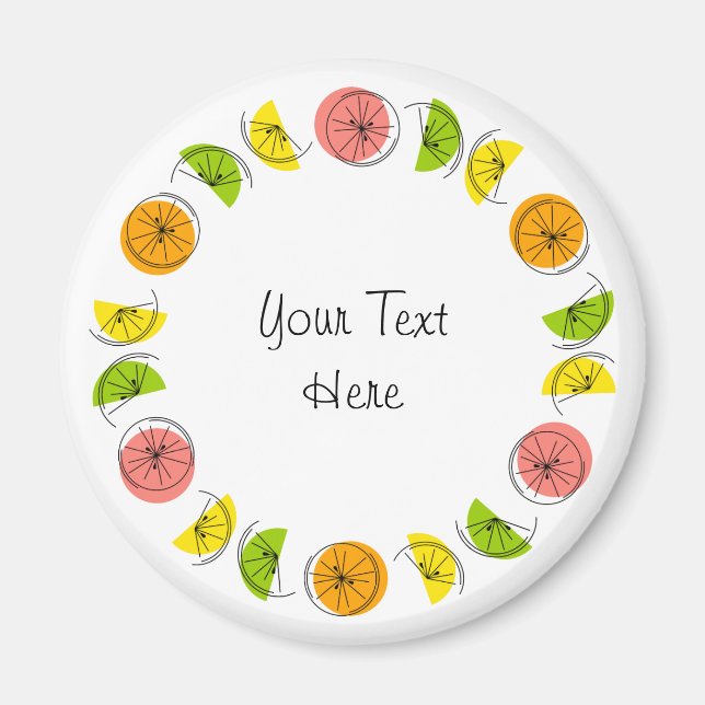 Citrus Circle Text Magnet rund (Vorne)