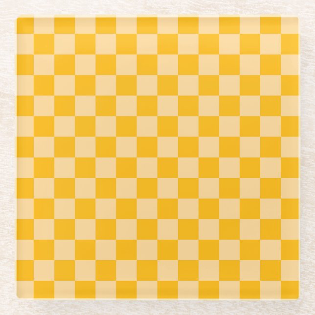 Citrus cream checkered board pattern glasuntersetzer (Vorderseite)