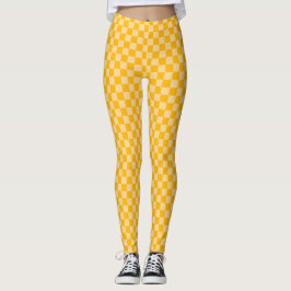 Citrus cream checkered board pattern leggings