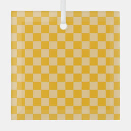 Citrus cream checkered board pattern ornament aus glas