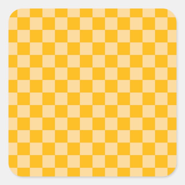 Citrus cream checkered board pattern quadratischer aufkleber (Vorderseite)