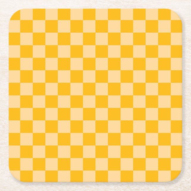 Citrus cream checkered board pattern rechteckiger pappuntersetzer (Vorderseite)