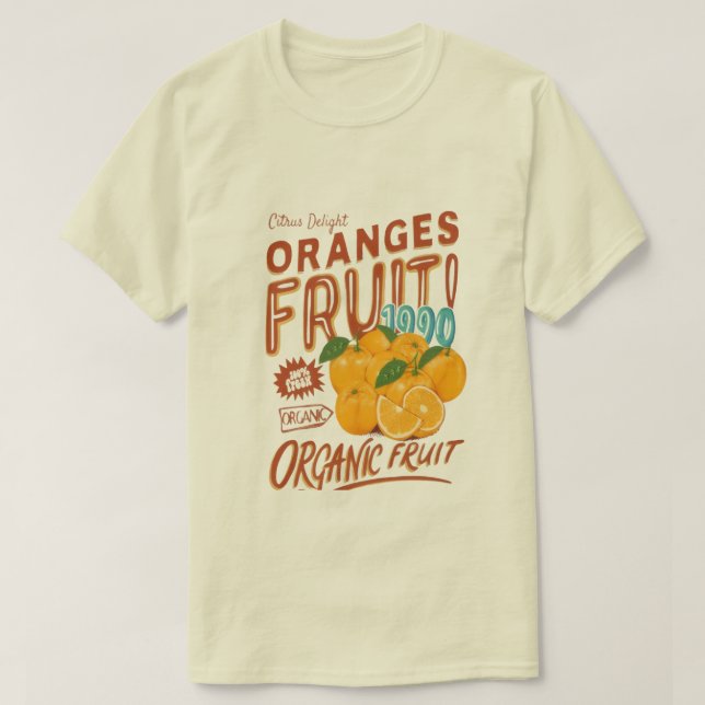 "Citrus Delight" – Bio-Orangen Retro-Shirt T-Shirt (Design vorne)