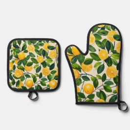"Citrus Delight Kitchen Set" Ofenhandschuh & Topflappen-Set
