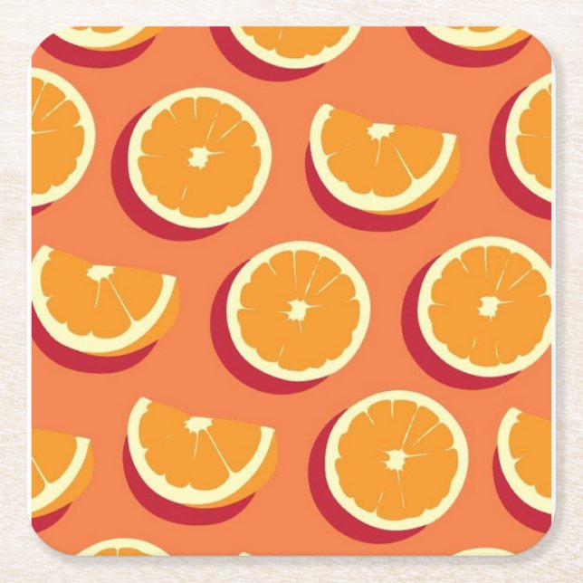 "Citrus Delight: Lebhafter Orange Fruit Print Teac Rechteckiger Pappuntersetzer (Vorderseite)