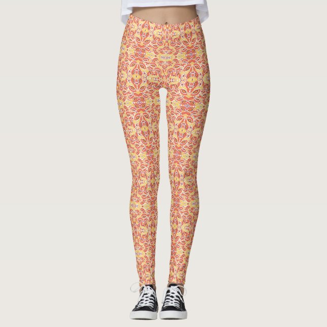 Citrus Delight Orange Muster Leggings (Vorderseite)
