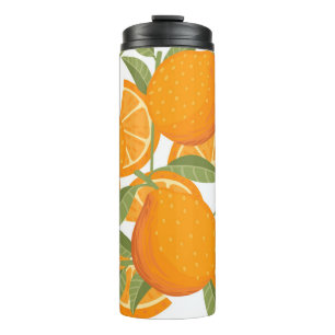 Citrus Delight: Orangefarbenes Muster Thermosbecher