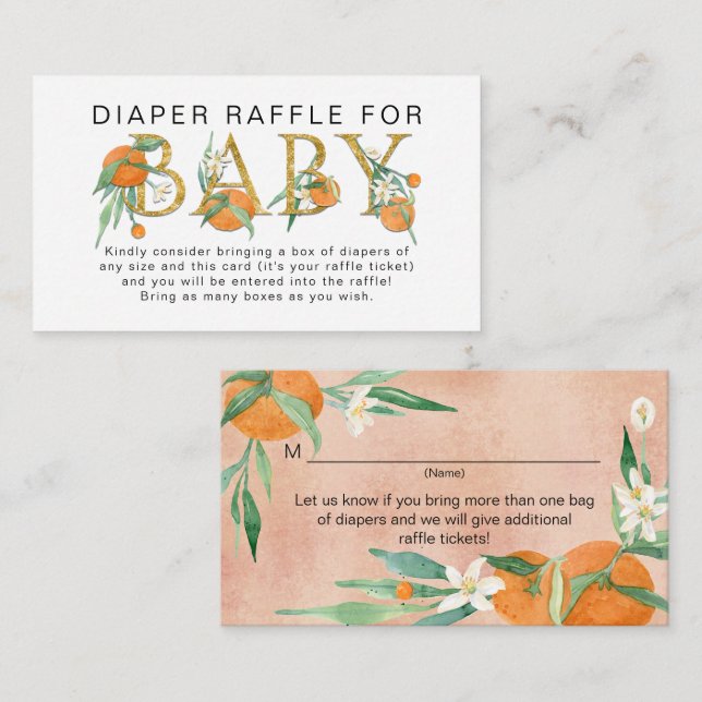 Citrus Eine kleine Süsse Wasserfarben Windelwanne  Begleitkarte (Vorne/Hinten)