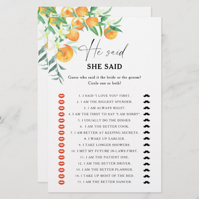 Citrus - Er sagte, sie sagte Brautparty (Vorne/Hinten)