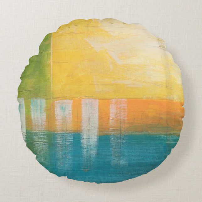 Citrus Fields I Rundes Kissen (Vorderseite)