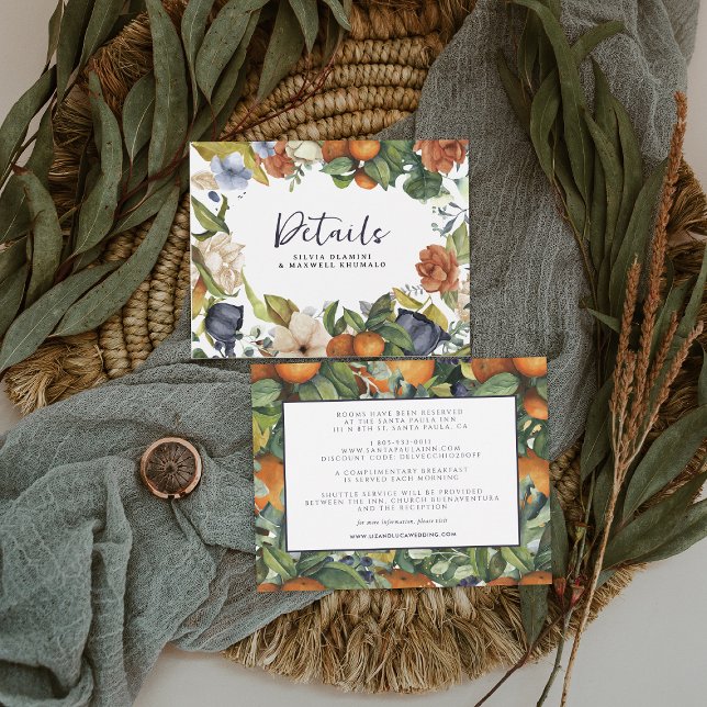 Citrus Floral | Angaben zu botanischen Hochzeitgäs Begleitkarte (Von Creator hochgeladen)