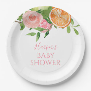 Citrus Floral Baby Dusche Pappteller