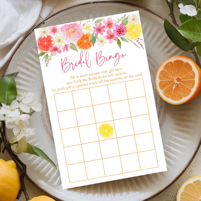 Citrus Floral Brautparty Bingo Game (Von Creator hochgeladen)