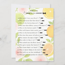Citrus Floral Brautparty Game Einladung
