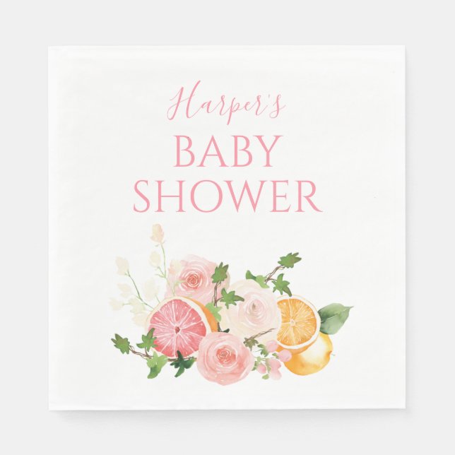 Citrus Floral Fruit Baby Dusche Serviette (Vorderseite)