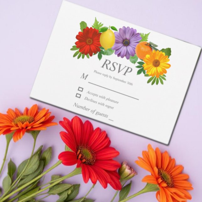 Citrus Floral Garden Wedding RSVP Karte (Von Creator hochgeladen)