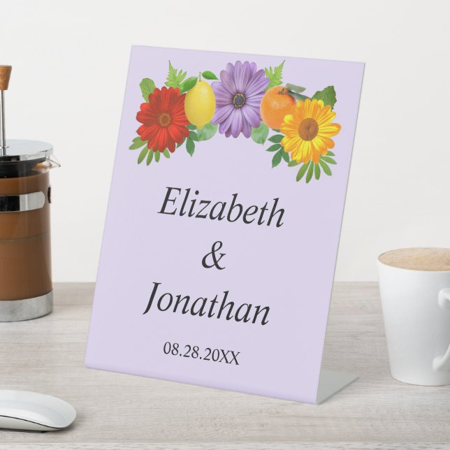 Citrus Floral Garden Wedding Sockelschild (In SItu)