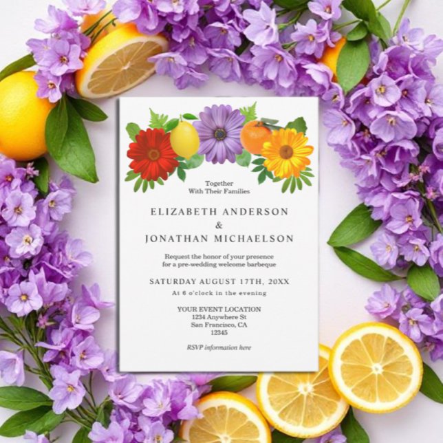 Citrus Floral Garden Wedding Welcome Party Einladung (Von Creator hochgeladen)