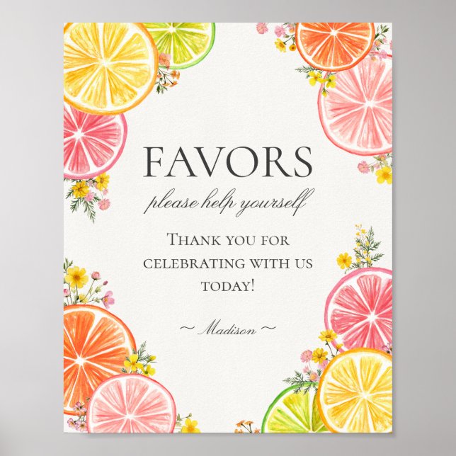 Citrus Floral Kleine Süsse Favoriten Zeichen Poster (Vorne)