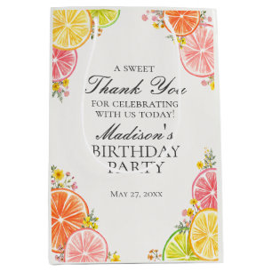 Citrus Floral Kleine Süsse Geburtstagsparty Favori Mittlere Geschenktüte