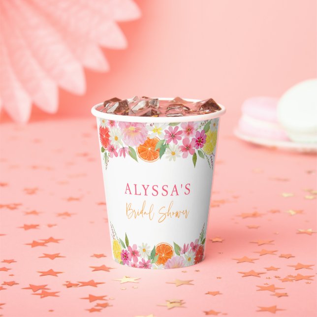 Citrus Floral Lemon Orange Brautparty Pappbecher (Insitu)