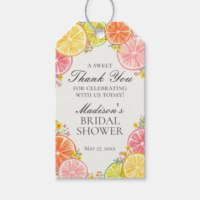Citrus Floral Main Squeeze Brautparty Favoriten Geschenkanhänger (Vorderseite)