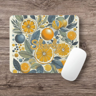 Citrus Floral Muster Vibrannte Botanischer Sommer Mousepad