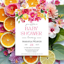 Citrus Floral Pink Orange Süsse Lemon Baby Dusche Einladung