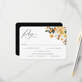 Citrus Floral Wedding RSVP mit Speisekarte