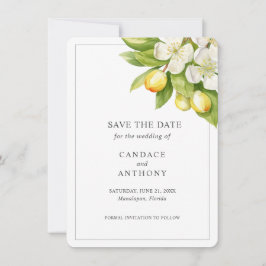 Citrus Floral Wedding Save the Date Einladung