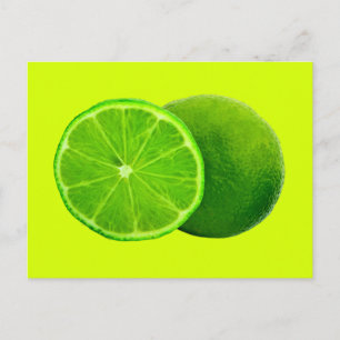 Citrus Fruit, Bright Green Slice of Lime Postkarte