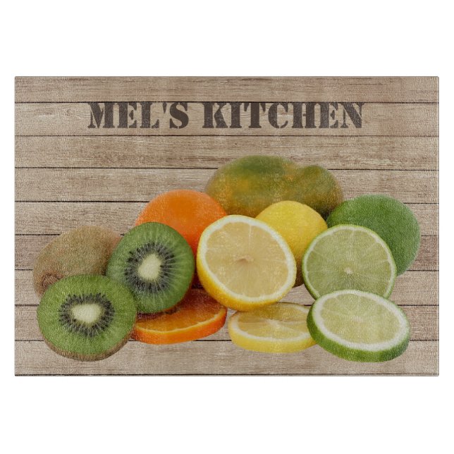 Citrus Fruit Graphic on Wood effect background Schneidebrett (Vorderseite)