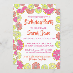 Citrus Fruit Lemon Limon Orange Grapefruit Party Einladung