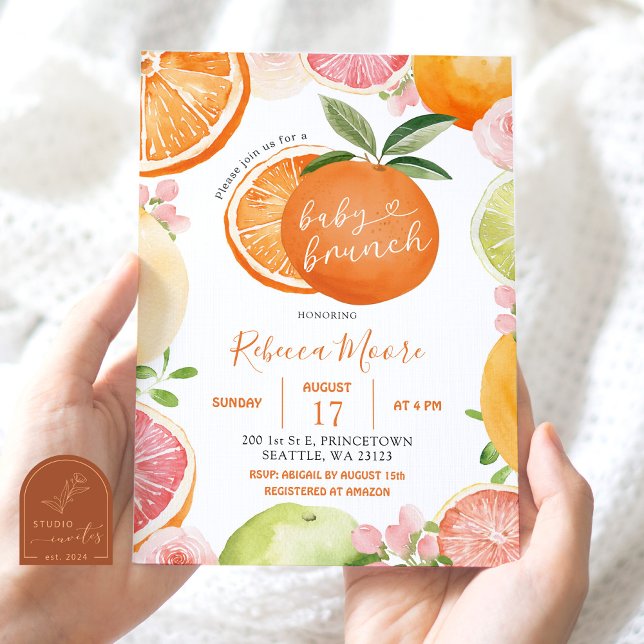 Citrus Fruit Summer Baby Brunch Einladung (Von Creator hochgeladen)