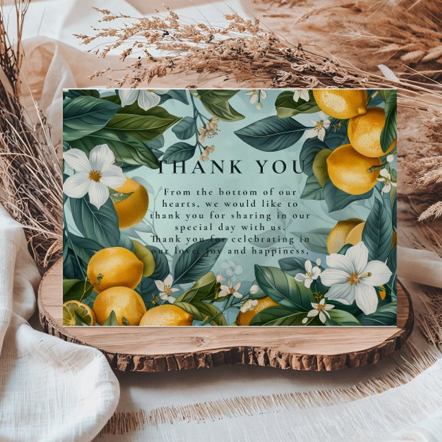 Citrus Garden Botanical Wedding Dankeskarte (Von Creator hochgeladen)