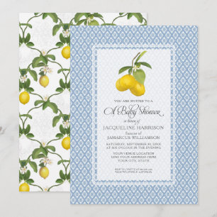 Citrus Garden Lemon Trellis Pattern Baby Dusche  Einladung