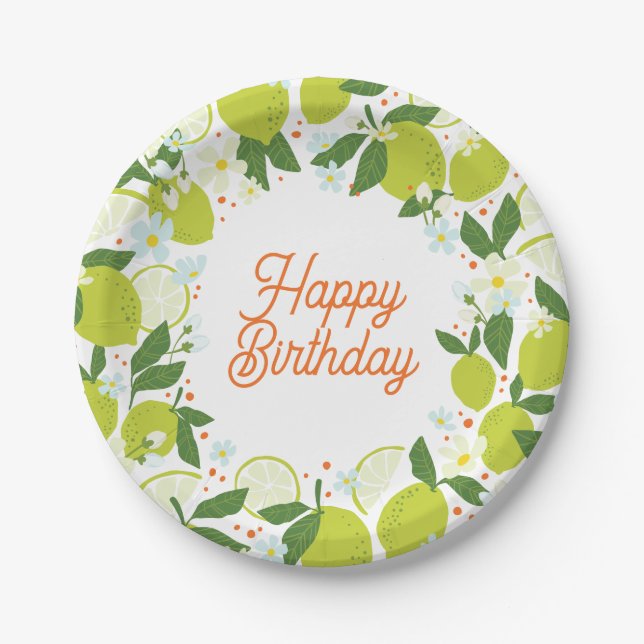 Citrus Garden Paper Plate - Editierbare Meldung Pappteller (Vorderseite)