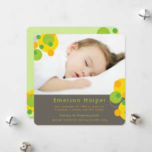 Citrus Green Bubbly Retro Circles Baby Boy Foto Feiertagskarte