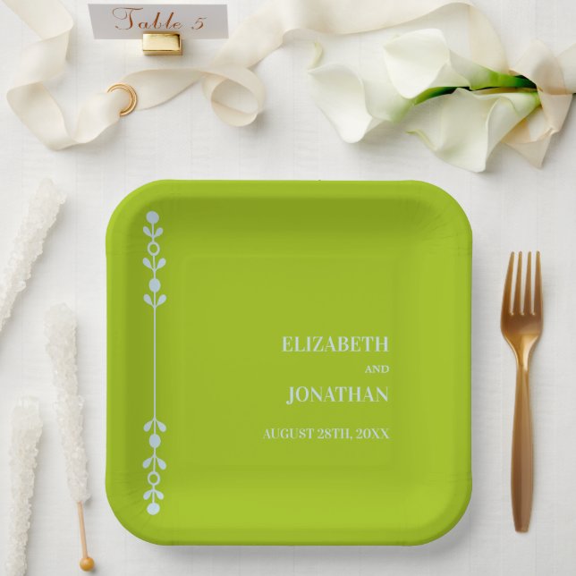 Citrus Green & Coastal Blue Wedding Pappteller (Hochzeit)