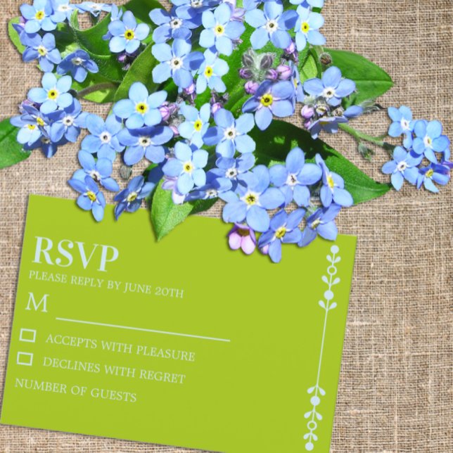 Citrus Green & Coastal Blue Wedding RSVP Karte (Von Creator hochgeladen)
