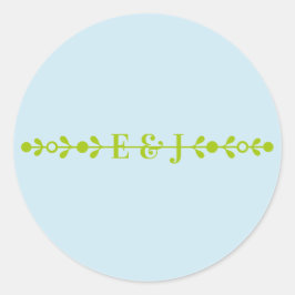 Citrus Green & Coastal Blue Wedding Runder Aufkleber