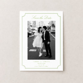 Citrus Green Elegant Frame Photo Save the Date Dankeskarte
