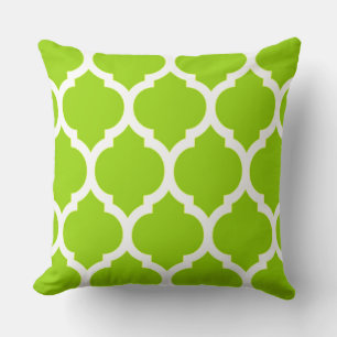 Citrus Green marokkanischer Gitter Quatrefoil Kissen