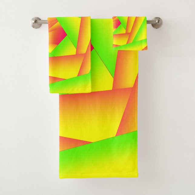 Citrus Green Orange Yellow Ombre Abstract Design Badhandtuch Set (Insitu)