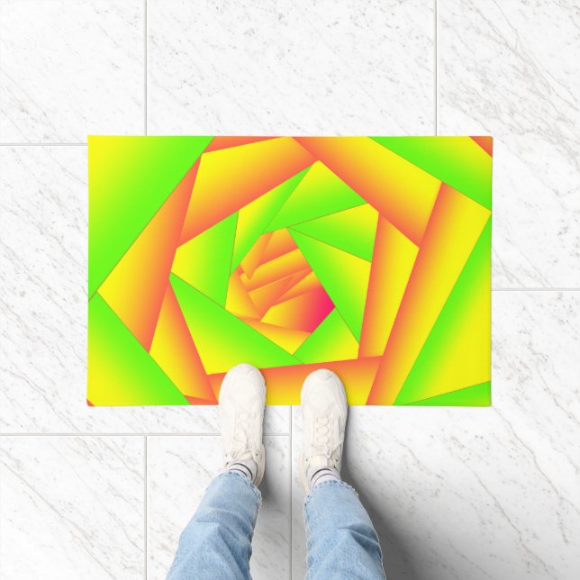 Citrus Green Orange Yellow Ombre Abstract Design Fußmatte (Indoor)