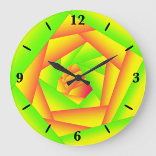 Citrus Green Orange Yellow Ombre Abstract Design Große Wanduhr