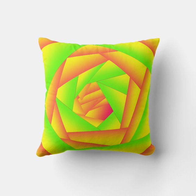 Citrus Green Orange Yellow Ombre Abstract Design Kissen (Rückseite)